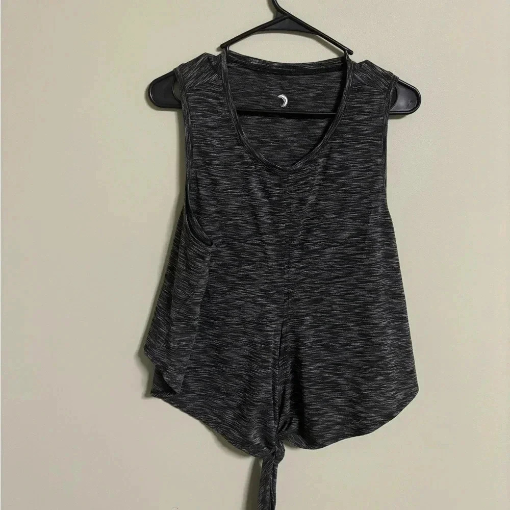 Zyia Active Infinity Tank Top Tie Front Space Dye Black Size XXL New NWT